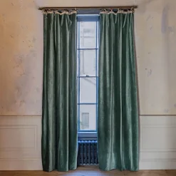 Dark Sage Velvet Single Curtains