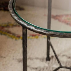 Darla Round Gunmetal Grey Side Table