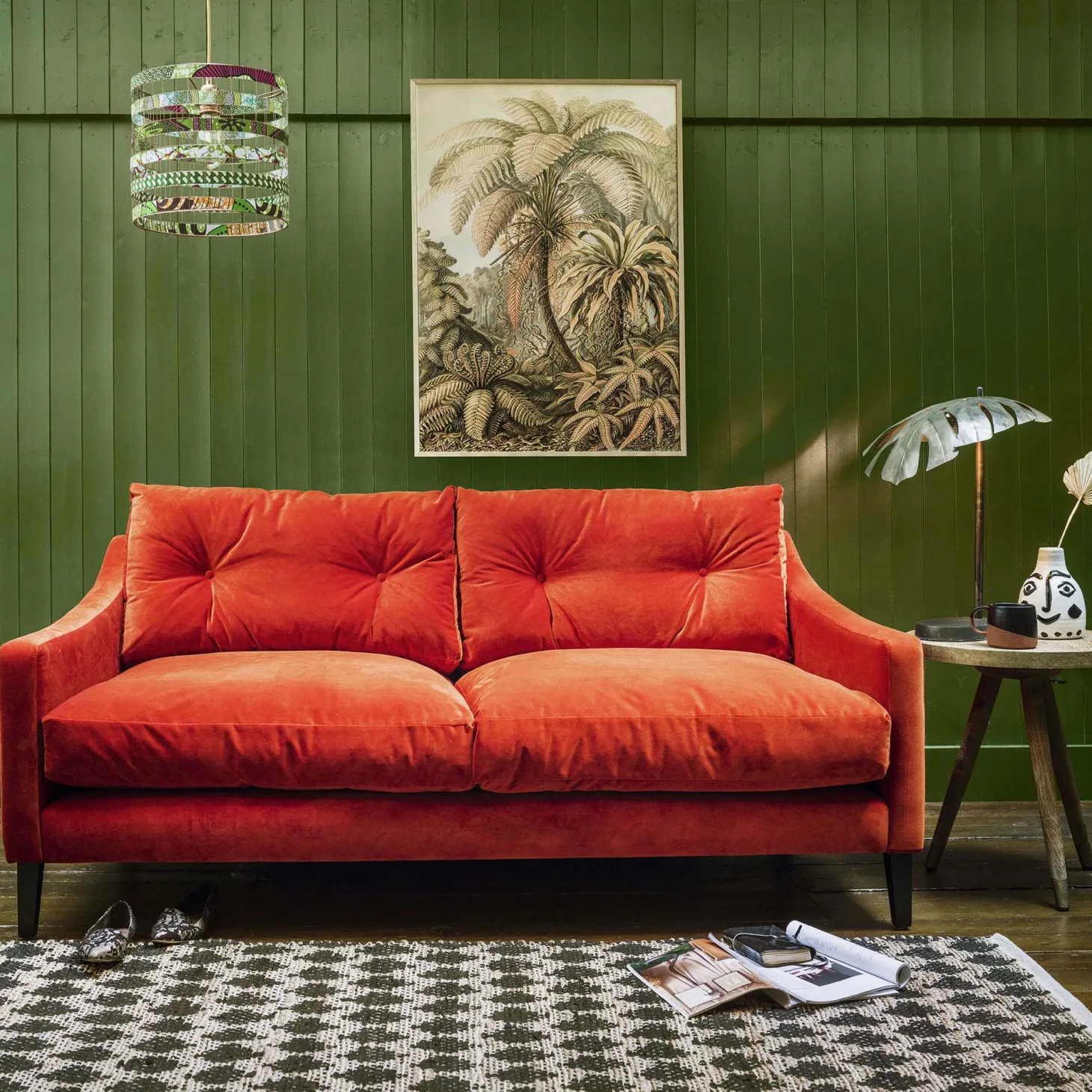Deep Dream Carnelian Velvet Two and a Half Seater Sofa