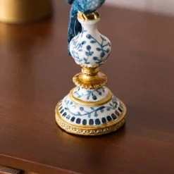 Delft Blue Ceramic Parrot Candle Holder