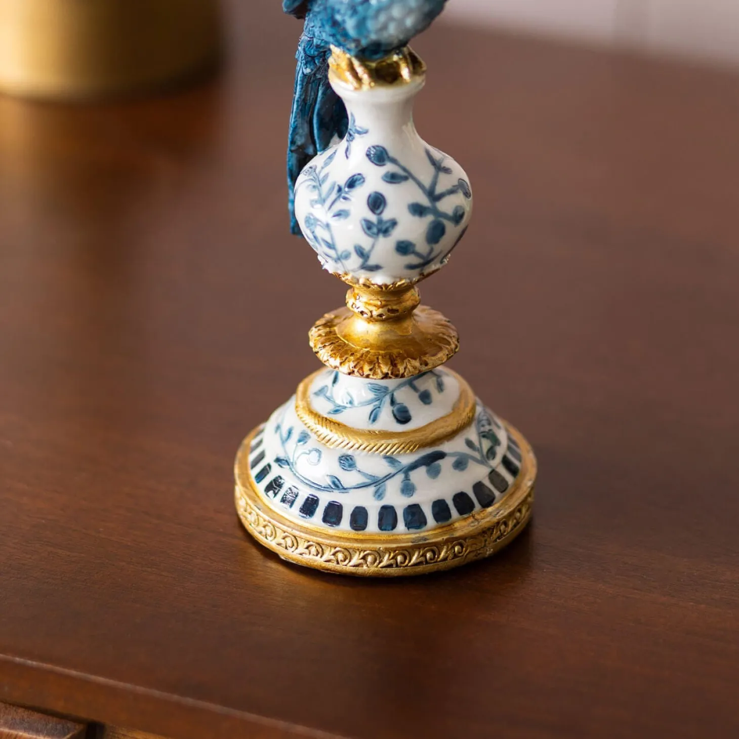 Delft Blue Ceramic Parrot Candle Holder