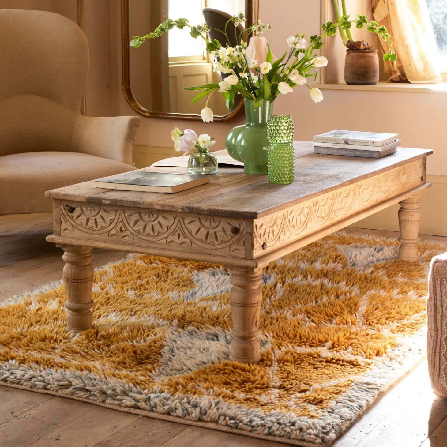 Delilah Carved Coffee Table