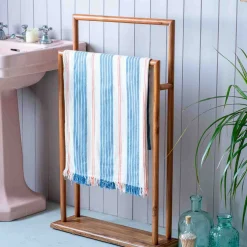 Denim Wide Stripe Turkish Beach Towel Wrap