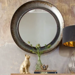 Distressed Round Mirror