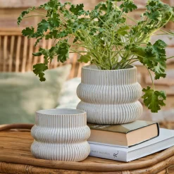 Distressed White Fluted Plant Pots