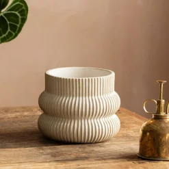 Distressed White Fluted Plant Pots