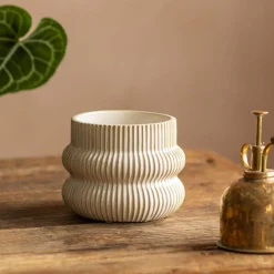 Distressed White Fluted Plant Pots