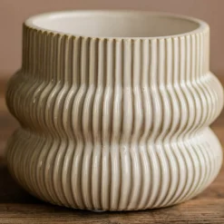 Distressed White Fluted Plant Pots