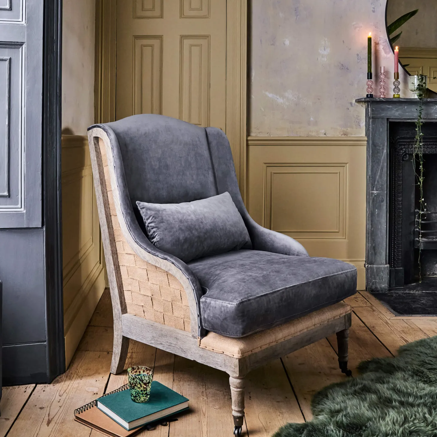Duke Grey Velvet Armchair