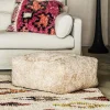 Eggshell Curly Sheepskin Pouffe