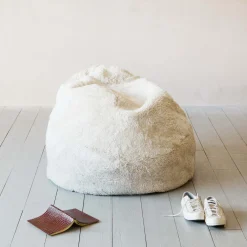 Eggshell Curly Sheepskin Beanbag