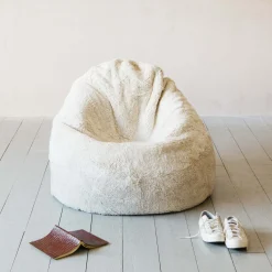 Eggshell Curly Sheepskin Beanbag