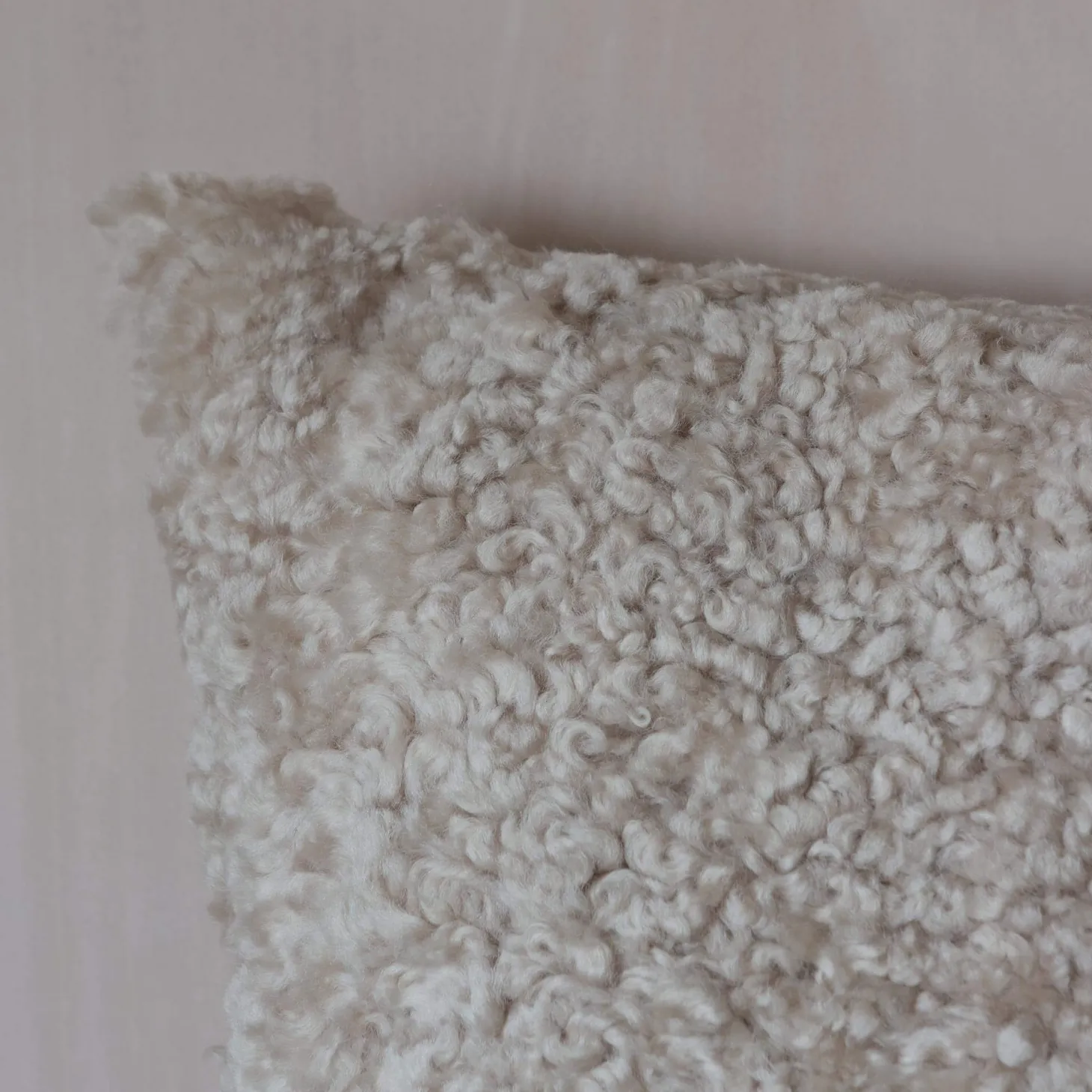Eggshell Curly Square Sheepskin Cushion