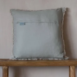 Eggshell Curly Square Sheepskin Cushion