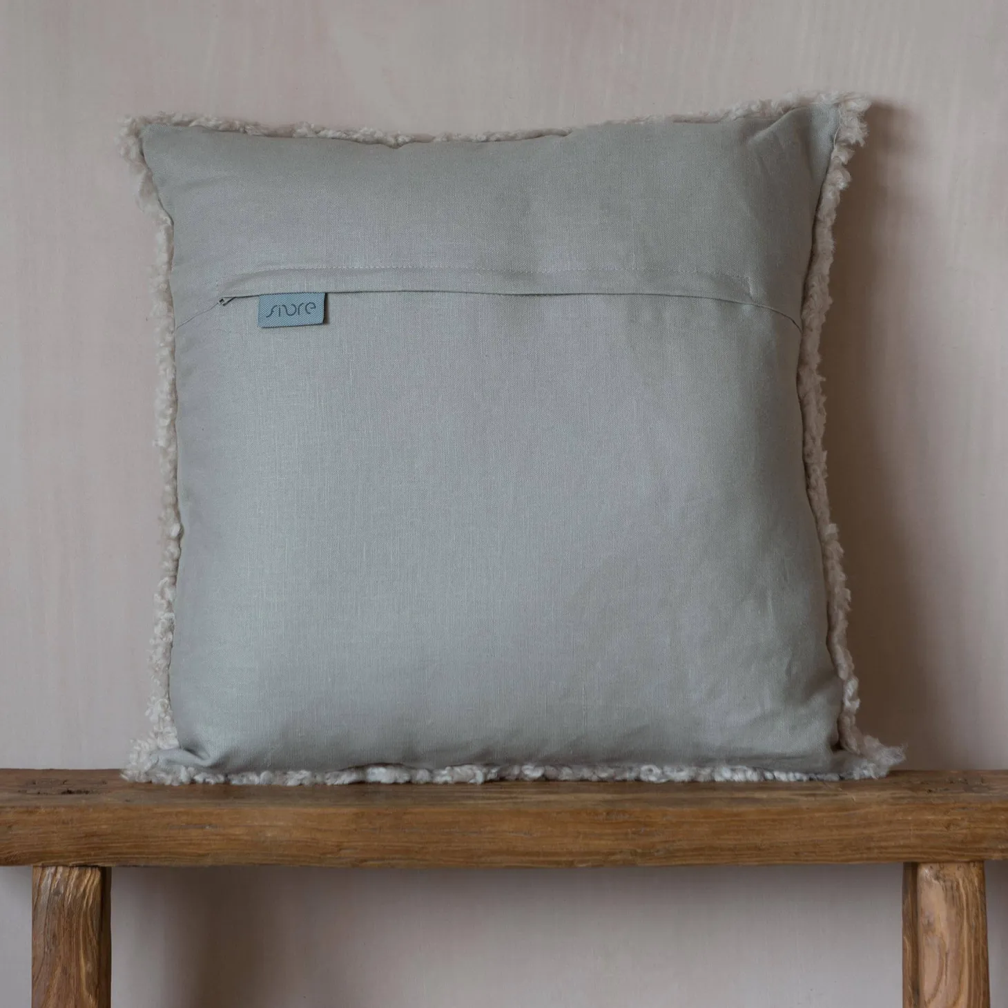 Eggshell Curly Square Sheepskin Cushion