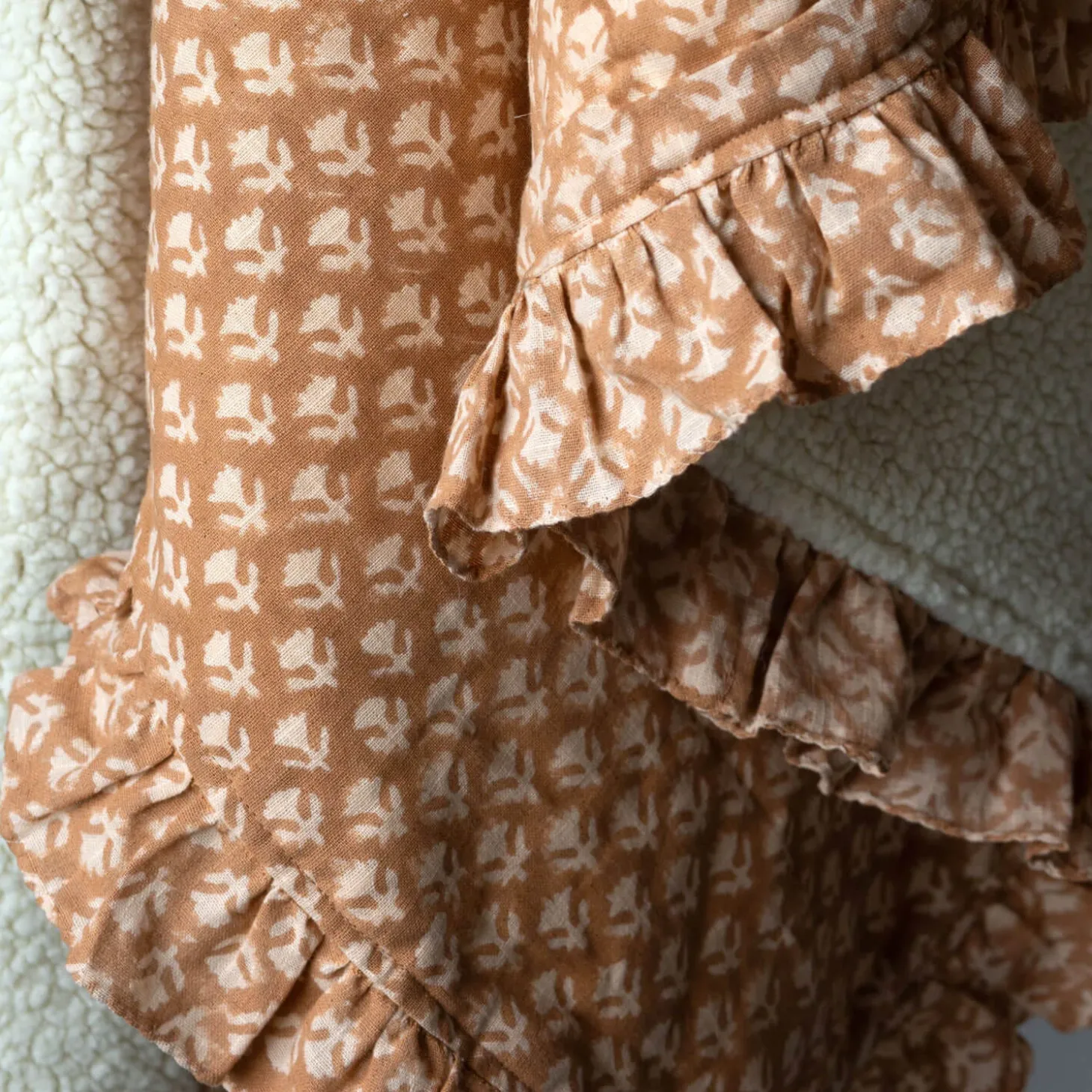 Eliza Floral Block Printed Sherpa Throw