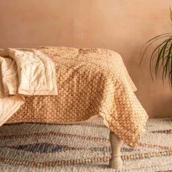 Eliza Floral Block Printed Bed Quilt