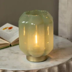 Emaline Small Green and Gold LED Table Lamp