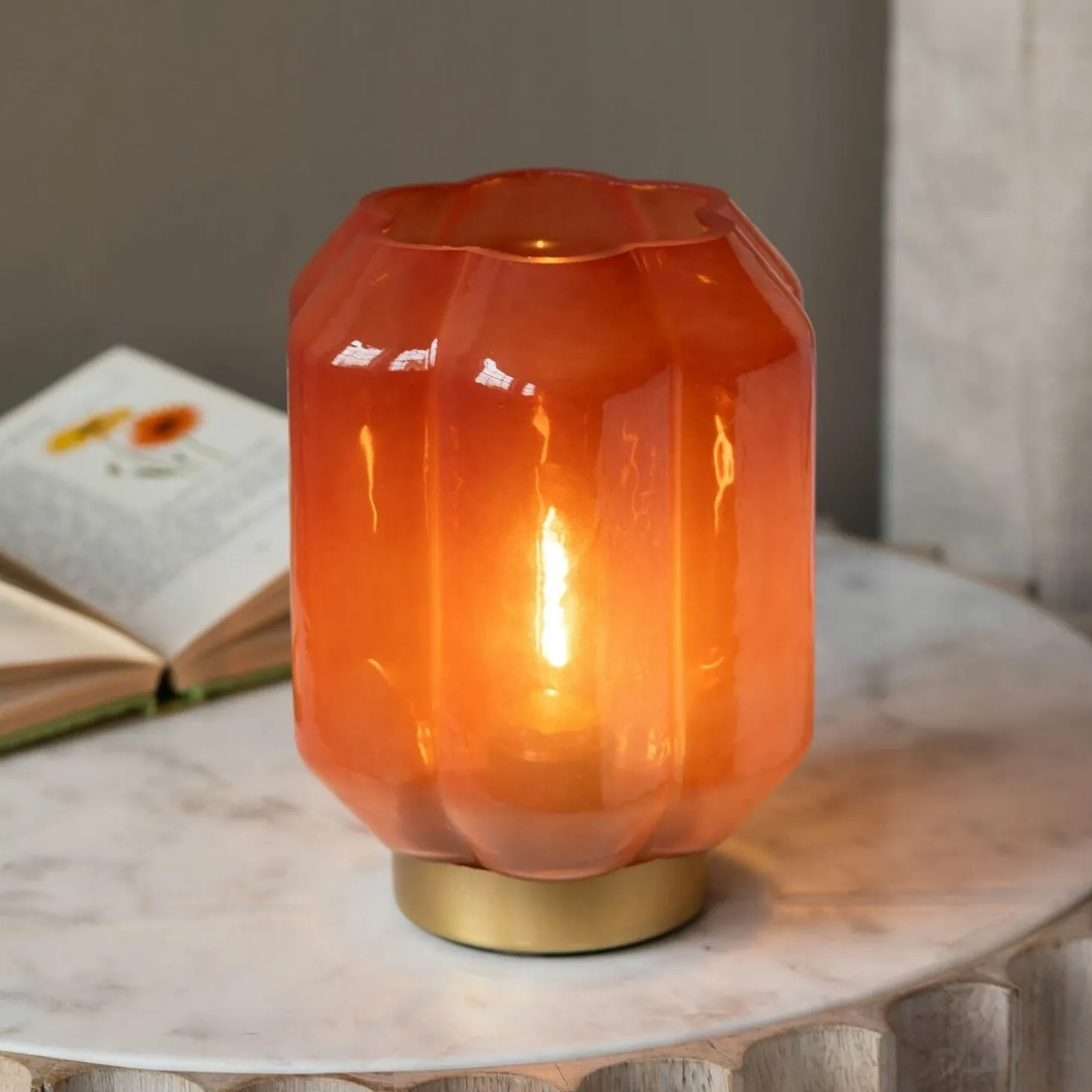 Emaline Small Red and Gold LED Table Lamp