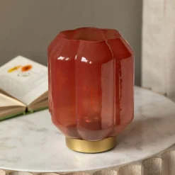 Emaline Small Red and Gold LED Table Lamp