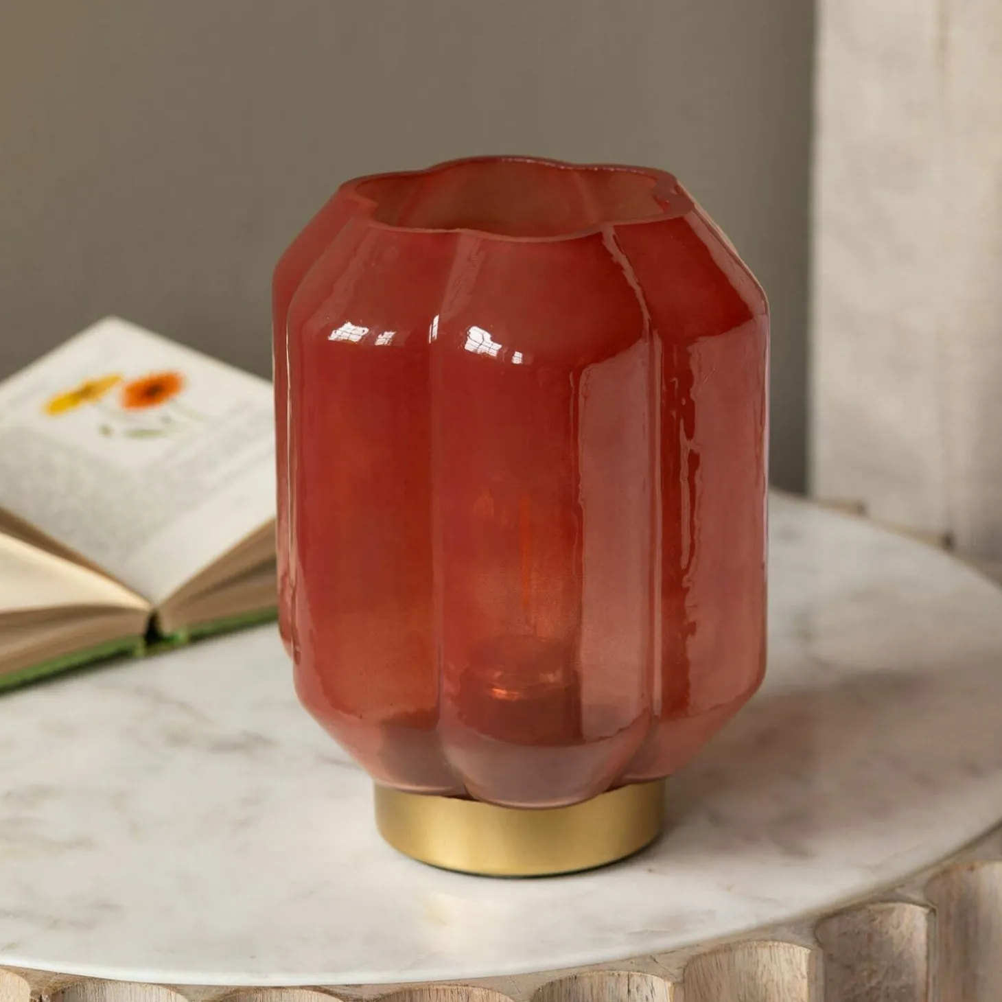 Emaline Small Red and Gold LED Table Lamp