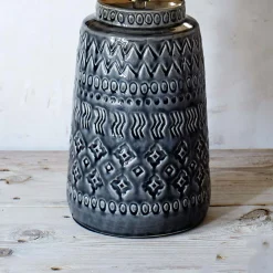Embossed Ceramic Bedside Lamp with Shade