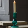 Emerald Glass Candle Holder
