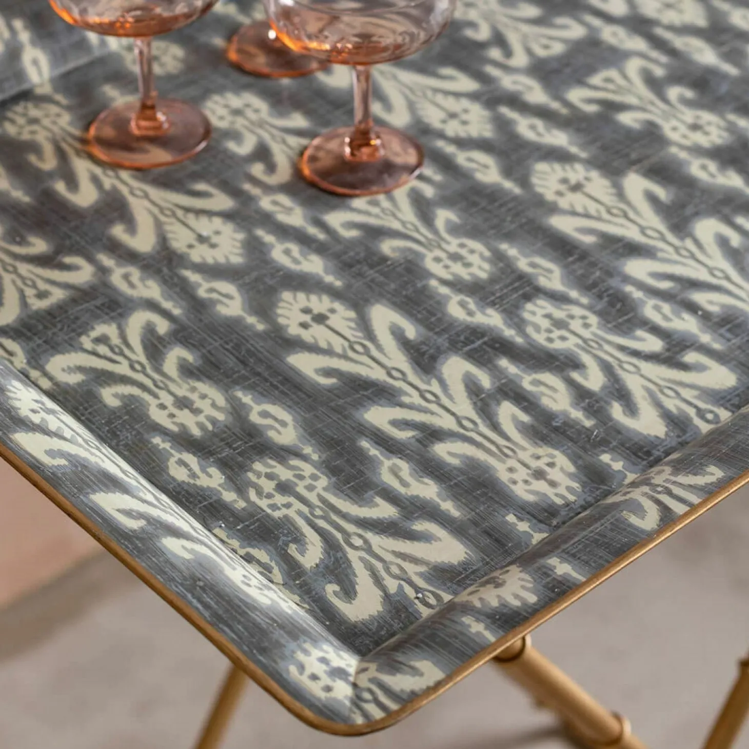 Emery Grey Ikat Tray Table
