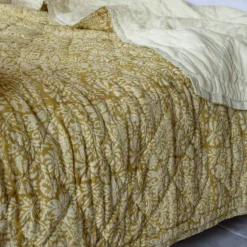 Esme Floral Block Printed Bed Quilt