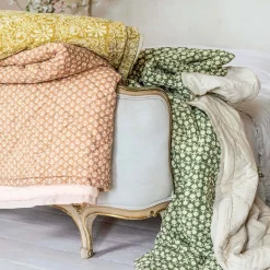 Esme Floral Block Printed Bed Quilt