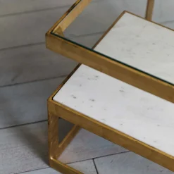 Estere Gold and Marble Side Table
