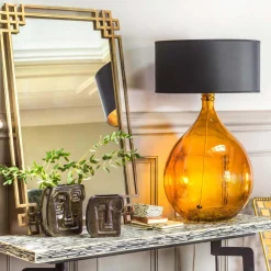 Extra Large Round Amber Glass Lamp