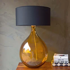 Extra Large Round Amber Glass Lamp