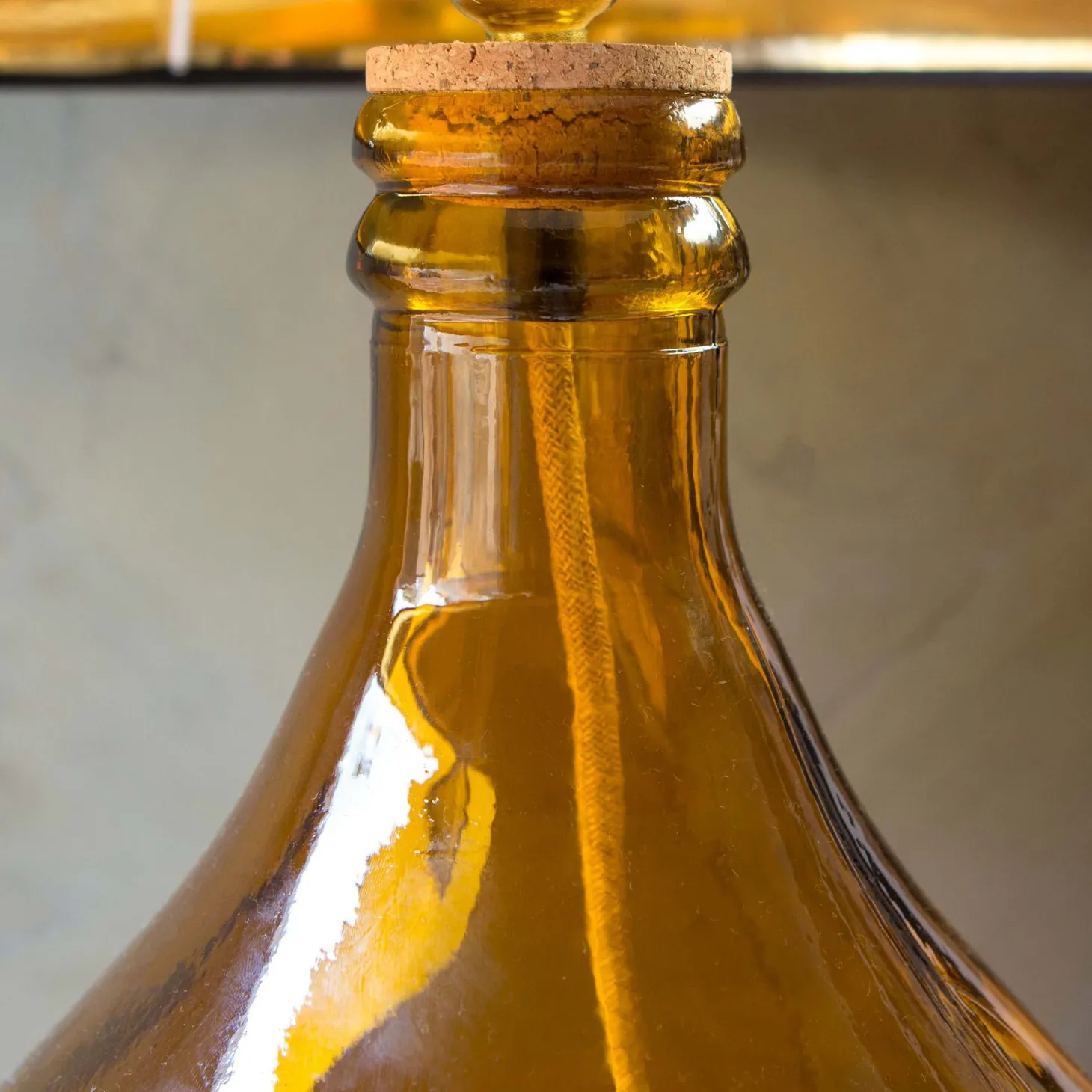 Extra Large Round Amber Glass Lamp