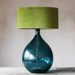 Extra Large Round Blue Glass Lamp