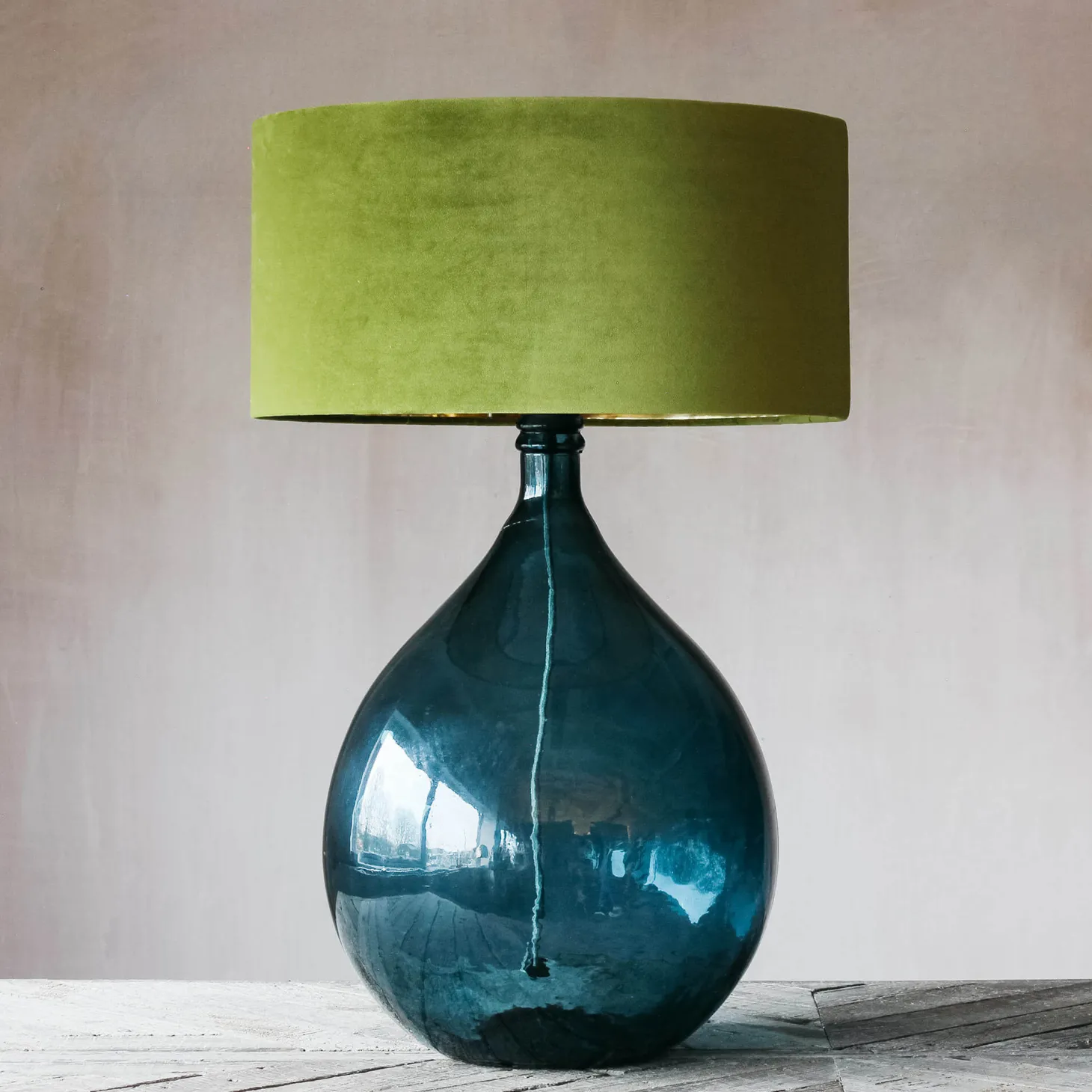 Extra Large Round Blue Glass Lamp