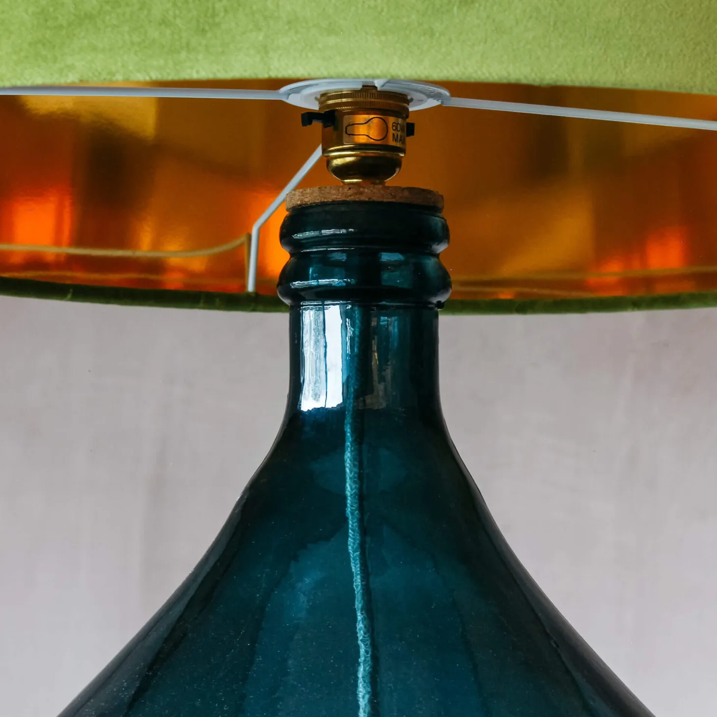 Extra Large Round Blue Glass Lamp