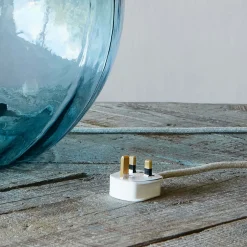 Extra Large Round Light Blue Glass Lamp