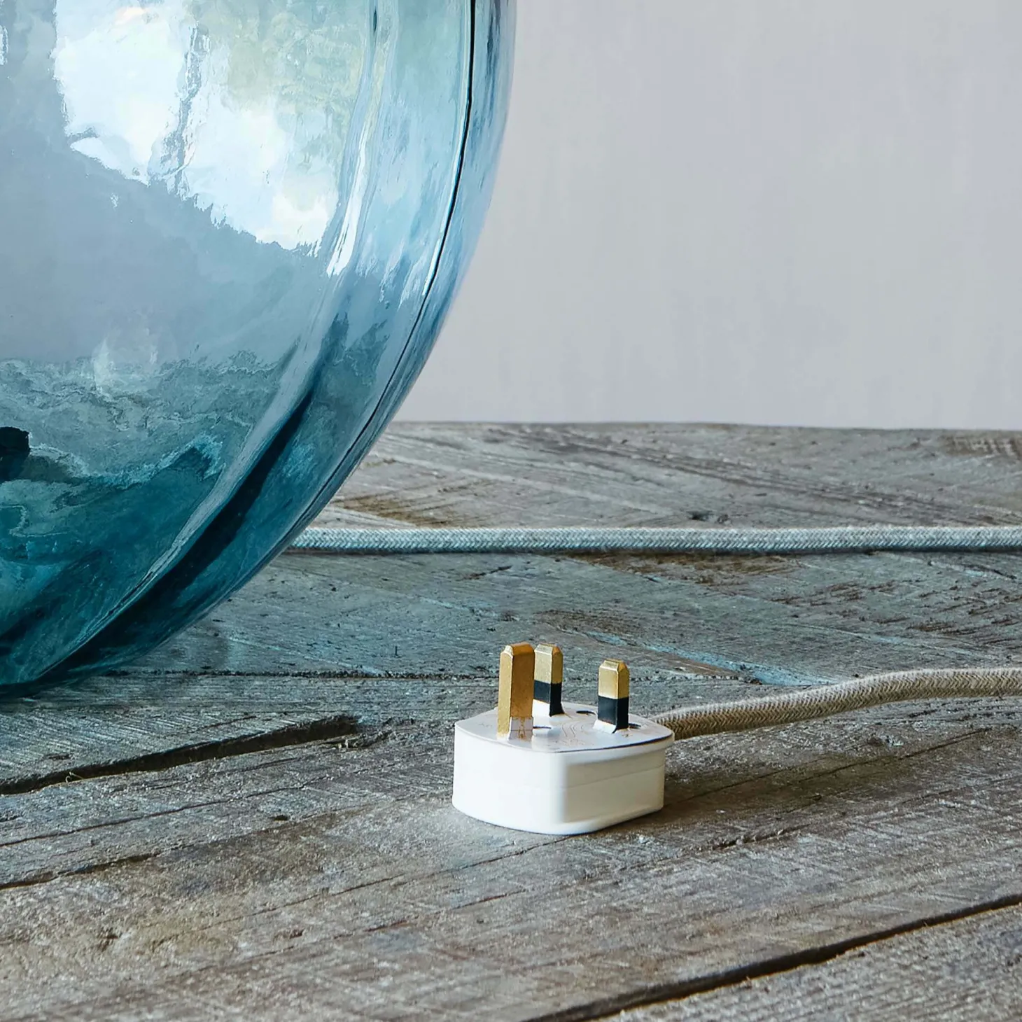Extra Large Round Light Blue Glass Lamp