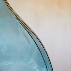 Extra Large Round Light Blue Glass Lamp