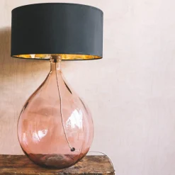 Extra Large Round Pink Glass Lamp