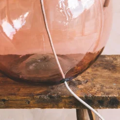 Extra Large Round Pink Glass Lamp