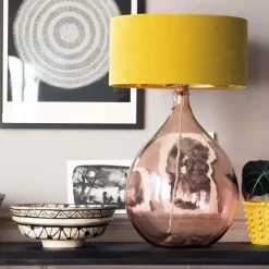 Extra Large Round Pink Glass Lamp