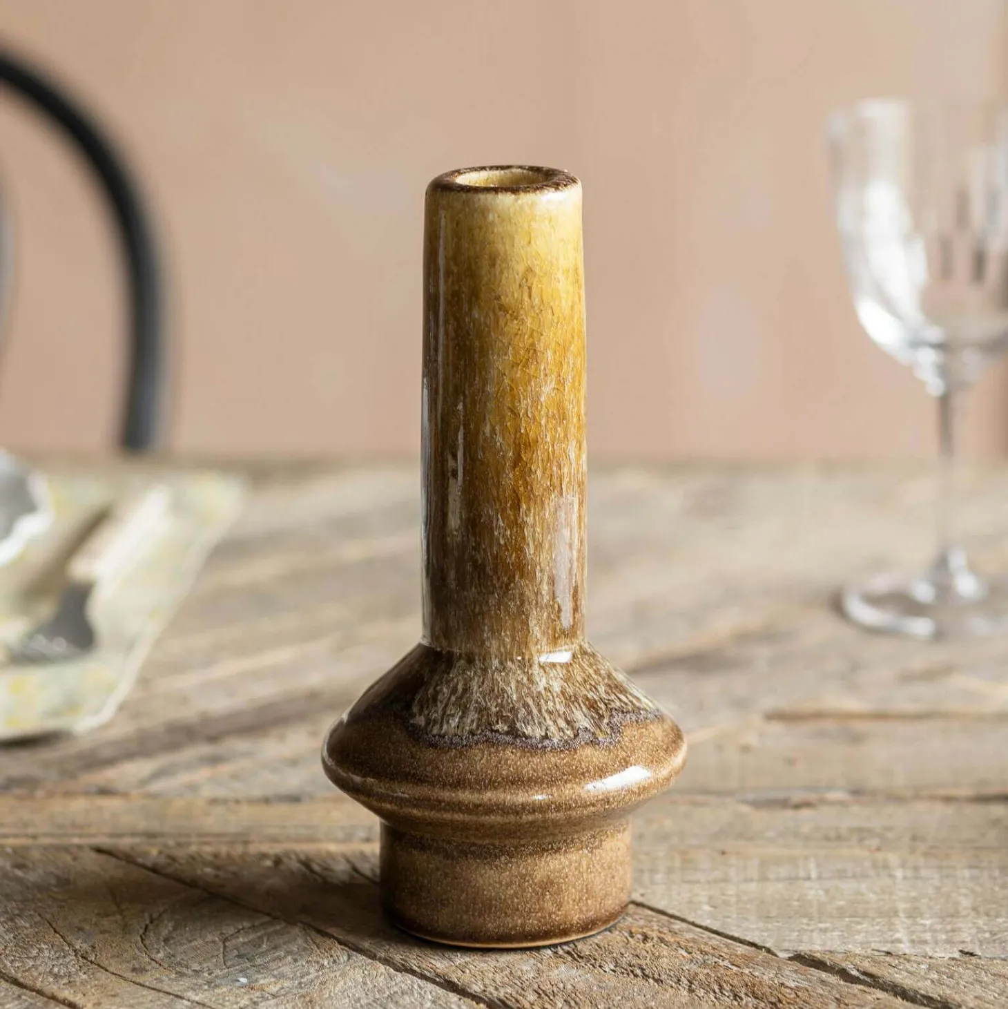 Felix Large Olive Ceramic Candle Holder