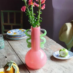 Fiesta Pink and Green Vase
