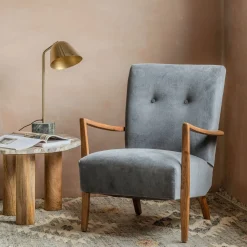 Fitzroy Grey Velvet Armchair