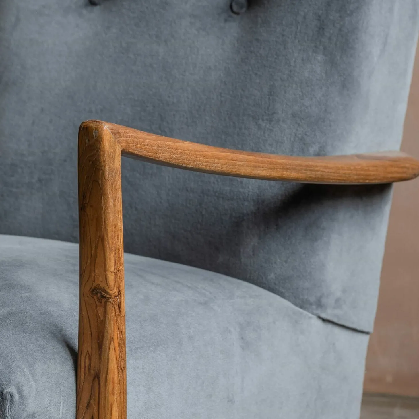 Fitzroy Grey Velvet Armchair