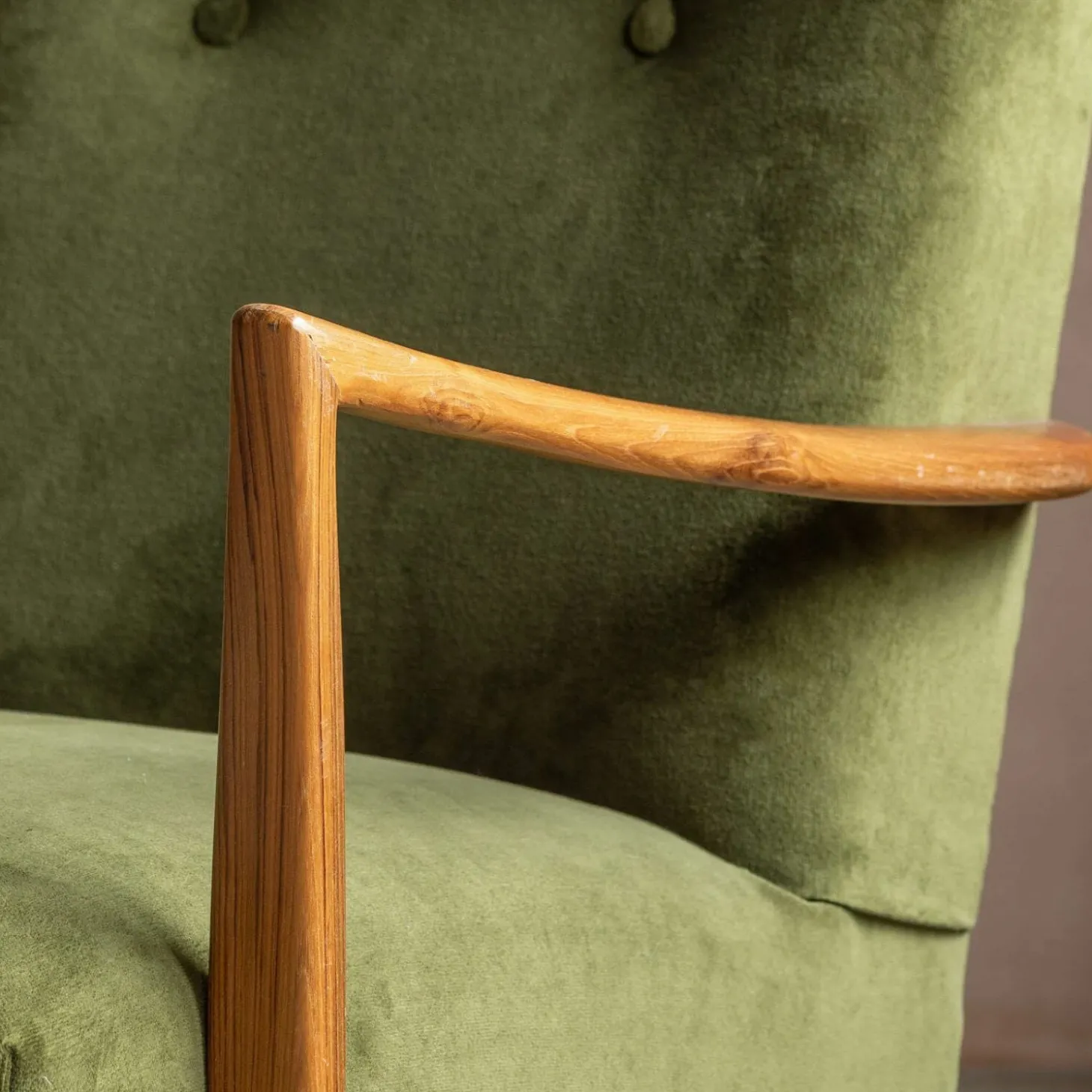 Fitzroy Olive Green Velvet Armchair