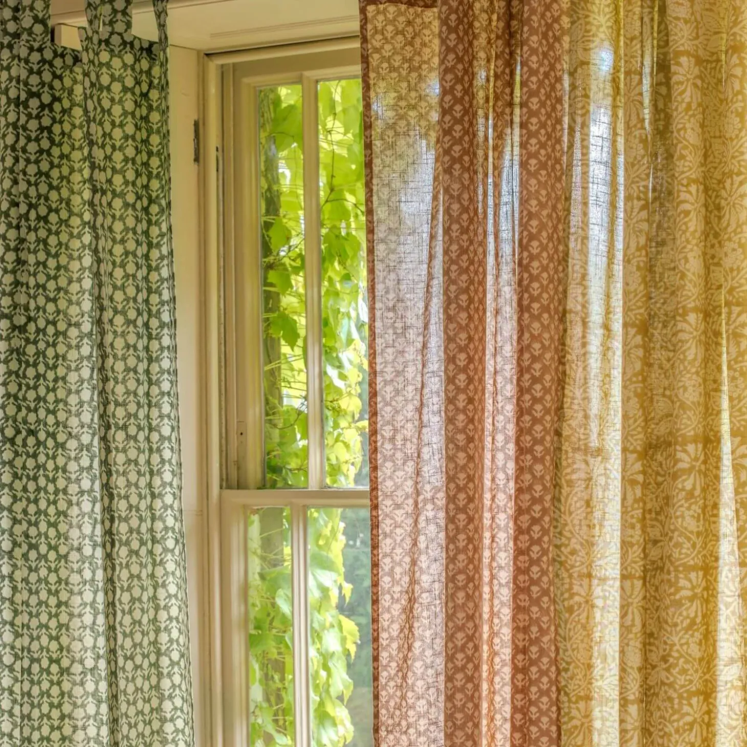 Floral Block Printed Single Curtains