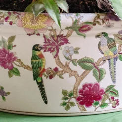 Flowers and Parrots Plant Pot